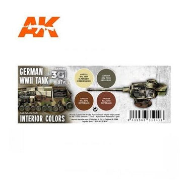 AK Interactive AK11688 AFV Series WWII German Tank Interior Colors Acrylic Paint Set (3rd Generation)